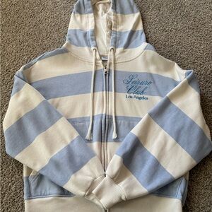 Mighty Fine Cream and Blue Hoodie